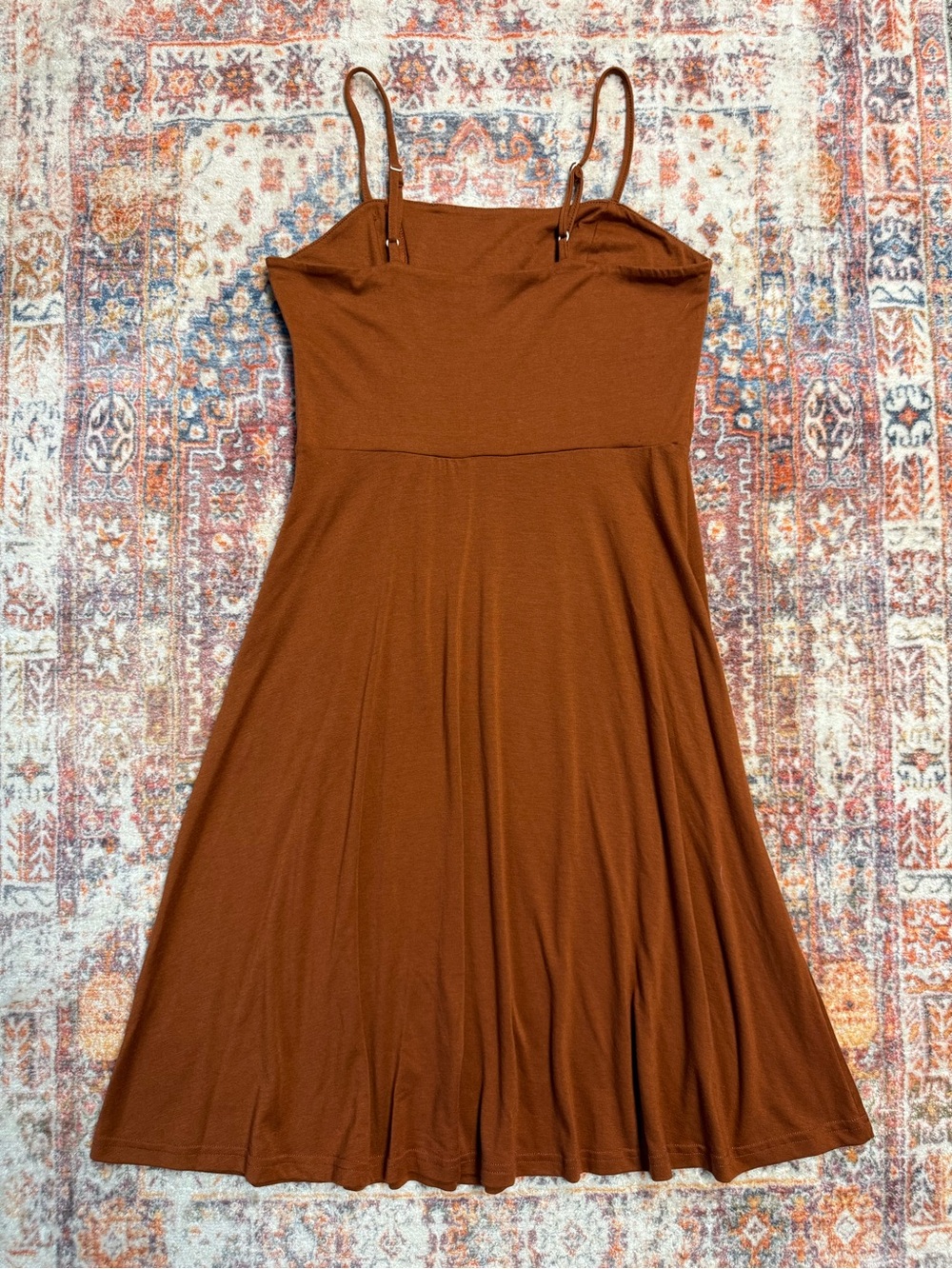 Liyinxi Rust Orange Brown Button Detail Midi Dress Size Medium - Picture 2 of 5
